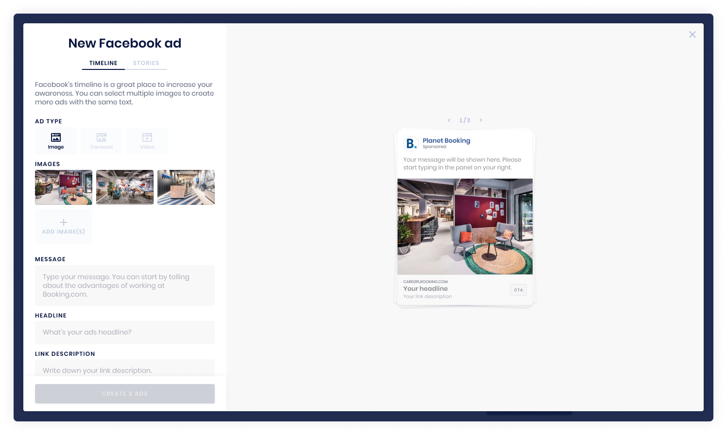 Create FB timeline ad – image