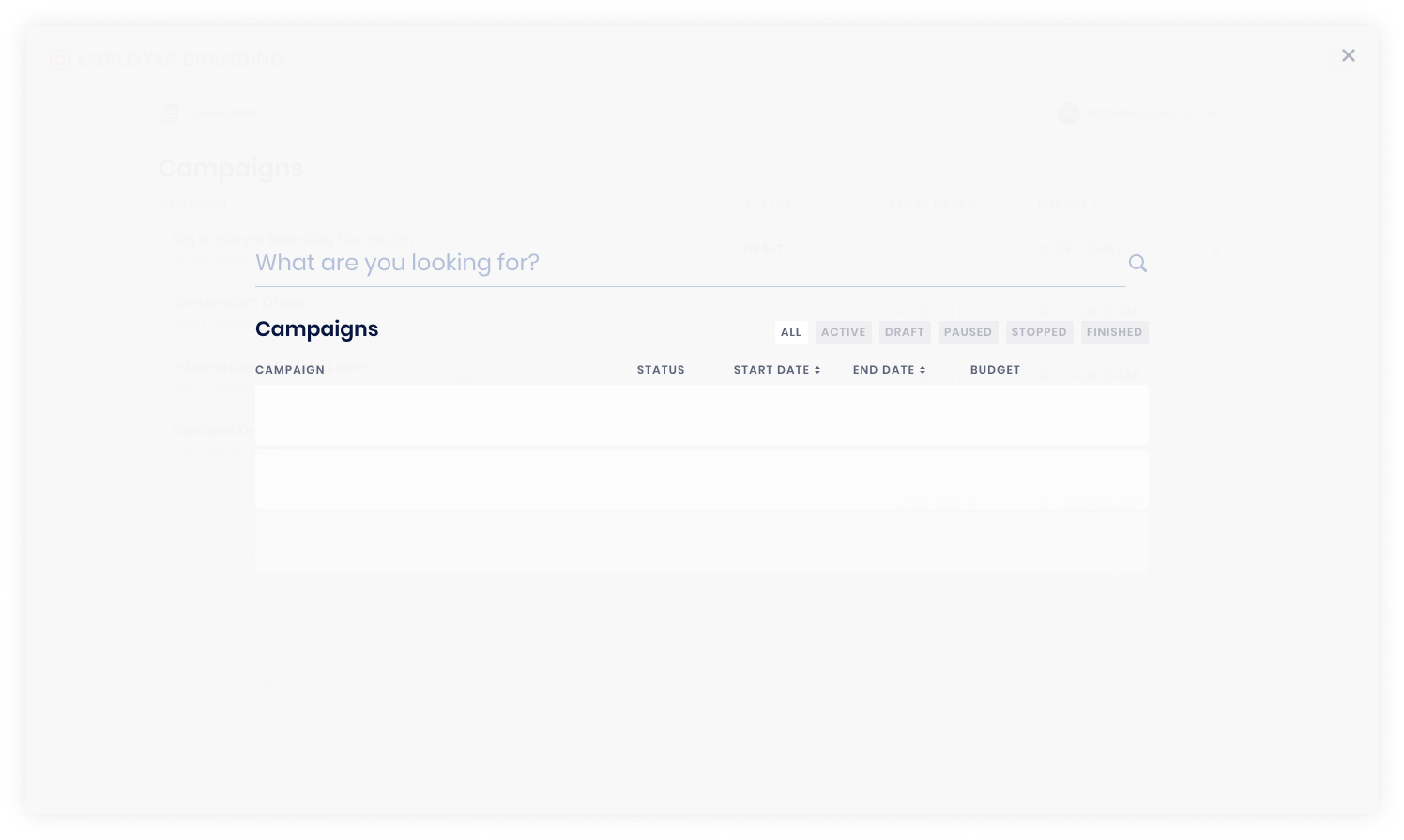 Fullscreen search