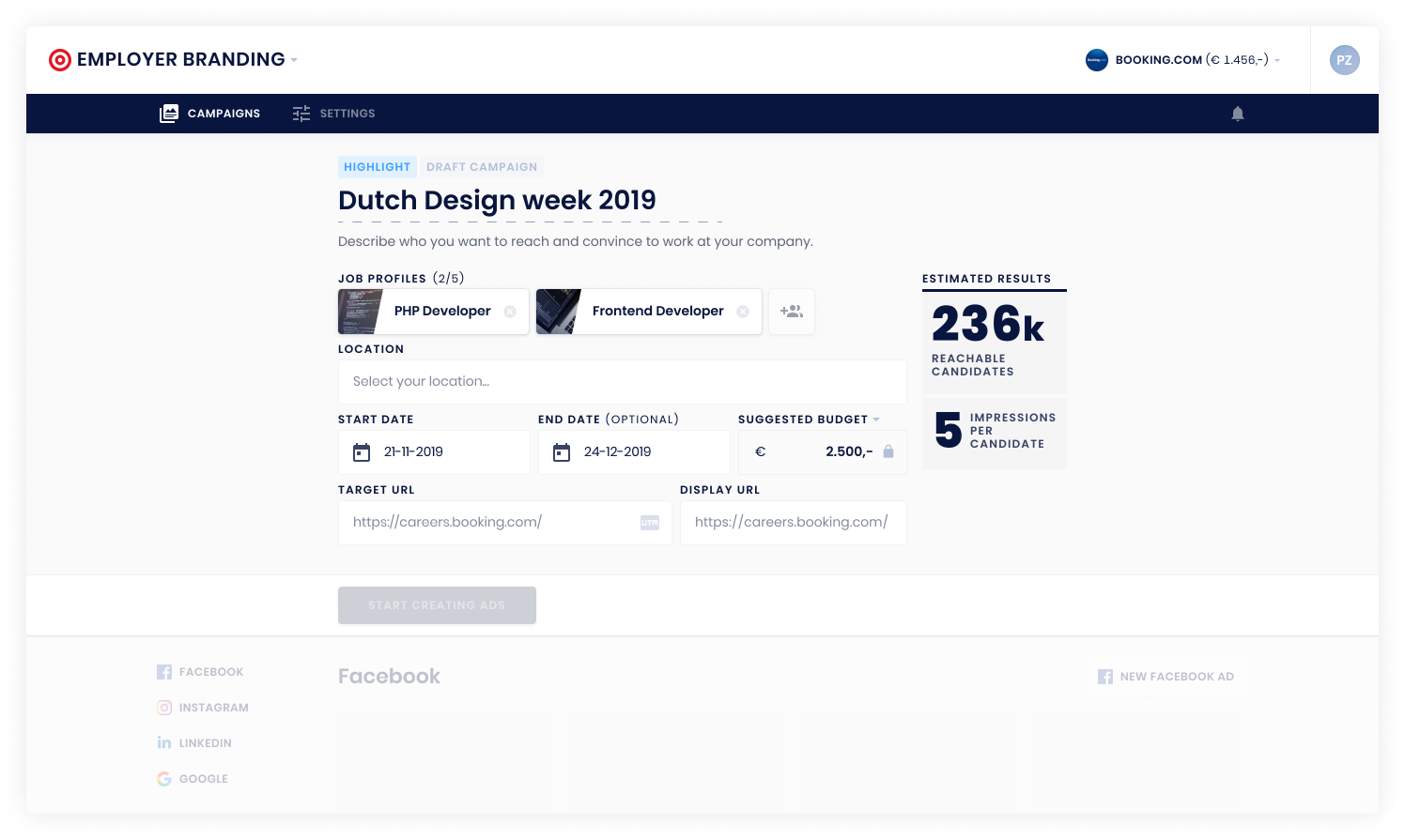 Ad overview – filled